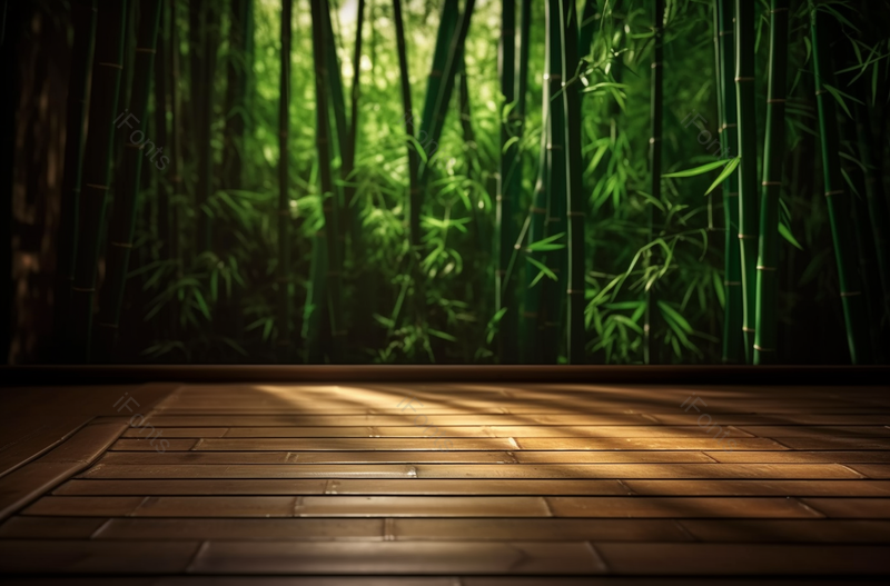 阳光照耀夏日竹林木板场景,高清,摄影图,摄影图片,图片大全,摄影图免费下载